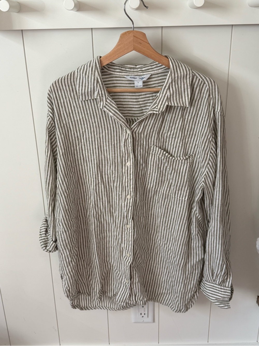 Striped Button-Front Linen Shirt